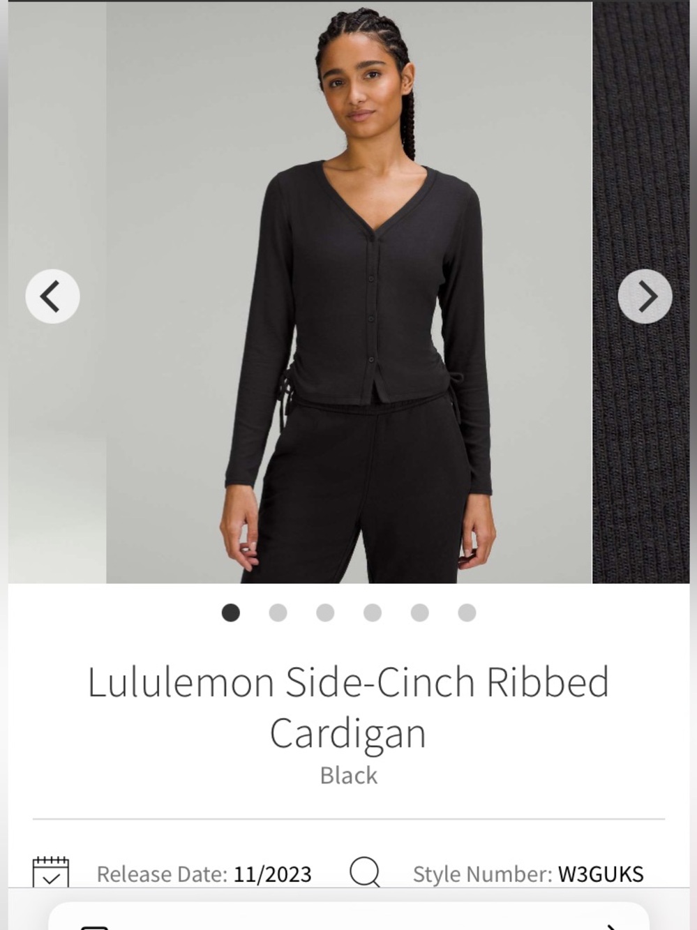 Lululemon snatched! ribbed side cinch 
cardigan hold tight top black 4